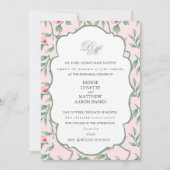 Invitation Dîner de répétition rose et vert basilic (Devant)