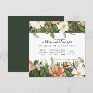 Invitation Dîner de répétition Rose floral de la forêt d'émer