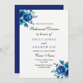 Invitation Dîner de répétition Rose floral de minuit (Devant / Derrière)