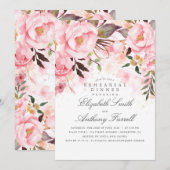 Invitation Dîner de répétition rose floral élégant et moderne (Devant / Derrière)