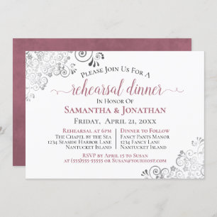 Invitation Dîner de répétition Rose Frilly Elegant Dusty