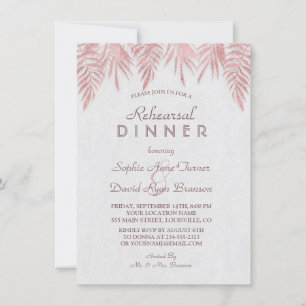 Invitation Dîner de répétition Rose Gold Elegant Feuilles de 