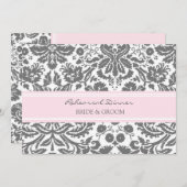 Invitation Dîner de répétition rose gris (Devant / Derrière)