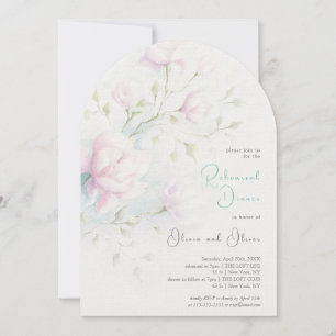 Invitation Dîner de répétition rose Magnolia