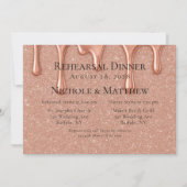 Invitation Dîner de répétition rose Parties scintillant or &  (Devant)