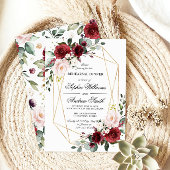 Invitation Dîner de répétition Rose rose et bordeaux