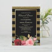 Invitation Dîner de répétition Rose Sparkle Stripe (Debout devant)
