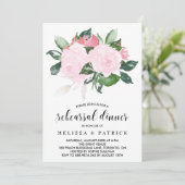 Invitation Dîner de répétition Rose Sweet Rose Aquarelle (Debout devant)