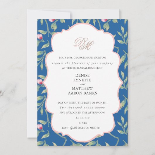 Invitation Dîner de répétition Rose Toile d'Araignée (Devant)