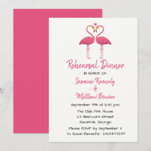 Invitation Dîner de répétition rose tropicale Mariage de Flam