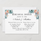 Invitation Dîner De Répétition Rose Turquoise Et Peach (Devant)