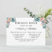 Invitation Dîner De Répétition Rose Turquoise Et Peach (Debout devant)