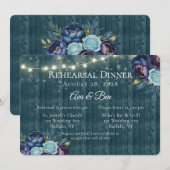 Invitation Dîner de répétition Rose Turquoise et Peonies de l (Devant / Derrière)
