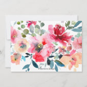 Invitation Dîner de répétition Roses en aquarelle rouge ombré (Dos)