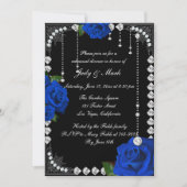 Invitation Dîner De Répétition Roses Et Diamants Bleus Romant (Devant)