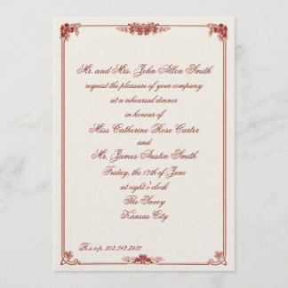 Invitation Dîner de répétition rouge Art nouveau
