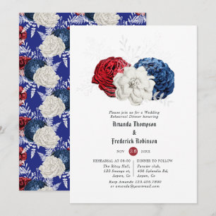 Invitation Dîner de répétition rouge blanc et bleu 4 juillet
