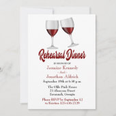 Invitation Dîner de répétition rouge Bourgogne Vins Mariage (Devant)