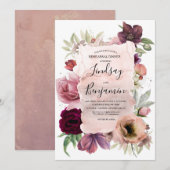 Invitation Dîner de répétition rouge de la Rose Dusty et de l (Devant / Derrière)