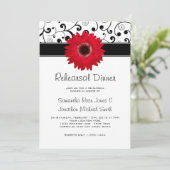 Invitation Dîner de répétition Rouge Gerbera Daisy Black Scro (Debout devant)