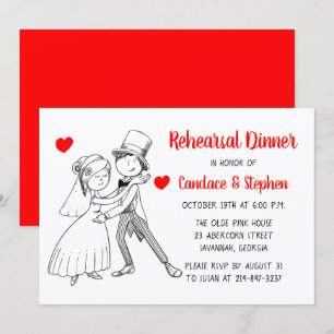 Invitation Dîner de répétition rouge Mariage de la salle de d
