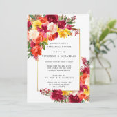 Invitation Dîner de répétition rouge rose orange jaune floral (Debout devant)