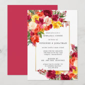 Invitation Dîner de répétition rouge rose orange jaune floral (Devant / Derrière)