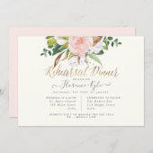 Invitation Dîner de répétition Rustic Cotton Rose Magnolia (Devant / Derrière)