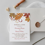 Invitation Dîner de répétition Rustic Falling Feuille<br><div class="desc">Conception élégante de l'invitation à dîner sur le thème de la répétition mariage. Notre papeterie mariage "Feuille en chute" présente des feuillages d'automne saturés et des tourbillons de défilement. Les couleurs sont orange,  cuivre,  marron,  rouge et or.</div>