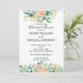 Invitation Dîner de répétition RUSTIC Green watercolor peony (Debout devant)