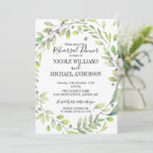 Invitation Dîner de répétition RUSTIC Green watercolor WREATH (Debout devant)