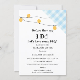 Invitation Dîner de répétition Rustic I Do BBQ