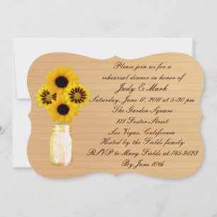 Invitation Dîner de répétition Rustic Yellow Mason Jar Invita