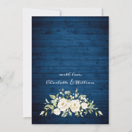 Invitation Dîner de répétition rustique aux élégantes roses b (Dos)