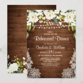 Invitation Dîner de répétition rustique aux élégantes roses b (Devant / Derrière)