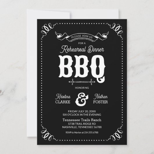 Invitation Dîner de répétition rustique BBQ (Devant)