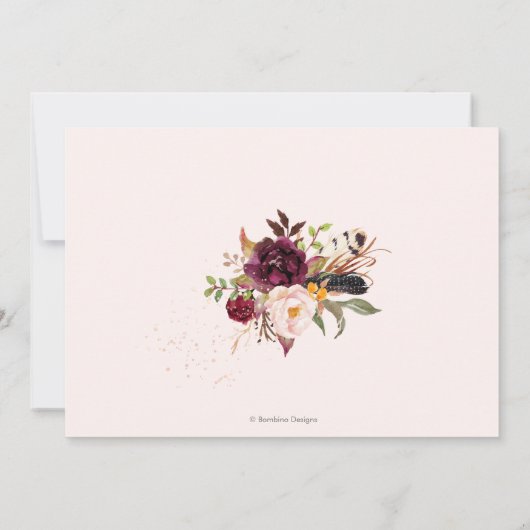 Invitation Dîner de répétition rustique Boho Marsala Blush Pe (Dos)