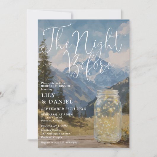 Invitation Dîner de répétition Rustique Boho Mountain Mason J (Devant)