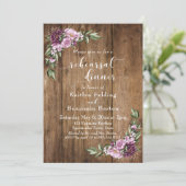 Invitation Dîner de répétition Rustique Bois et aquarelle (Debout devant)