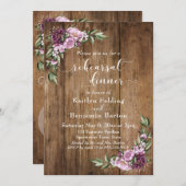 Invitation Dîner de répétition Rustique Bois et aquarelle (Devant / Derrière)