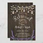 Invitation Dîner de répétition Rustique Bois Lumières (Devant / Derrière)