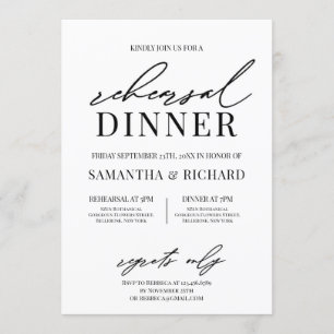 Invitation Dîner de répétition rustique chic et élégant écrit