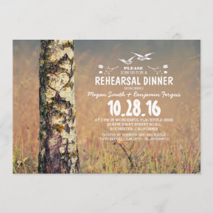 Invitation Dîner de répétition rustique de Birch Tree & love 