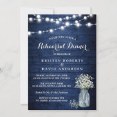 Invitation Dîner de répétition rustique de minuit sous des lu (Devant)