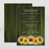 Invitation Dîner de répétition rustique de tournesol vert (Devant / Derrière)