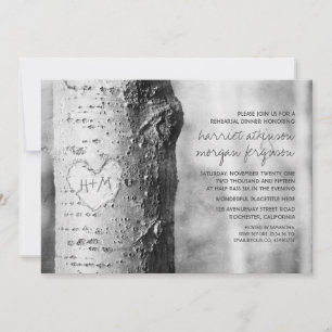 Invitation dîner de répétition rustique du coeur sculpté