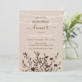 Invitation Dîner de répétition Rustique Fleur sauvage (Debout devant)