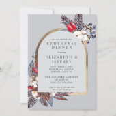 Invitation Dîner de répétition Rustique Floral hiver (Devant)