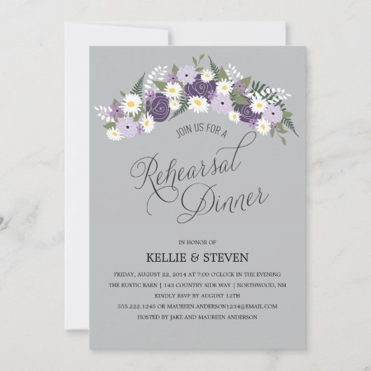 Invitation Dîner de répétition Rustique Floral Wreath (Devant)