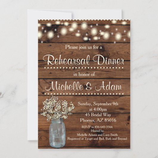 Invitation Dîner de répétition rustique Invitation, répétitio (Devant)